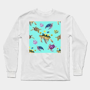 Sea Turtles All Over Tote Bag Long Sleeve T-Shirt